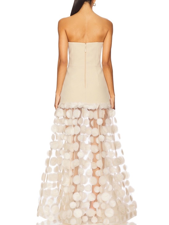 Bronx and Banco Dresses & Skirts - Bronx and Banco Strapless Ivory Maxi Dress with Circular Appliqués